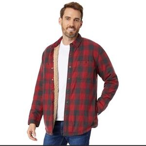 L.L. Bean Vintage Sherpa Fleece lined Red and Black Plaid Jacket 100 cotton